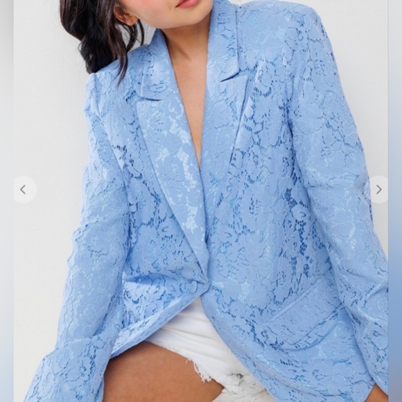 Gorgeous Sky Blue Open Lace Blazer -M - Picture 1 of 3